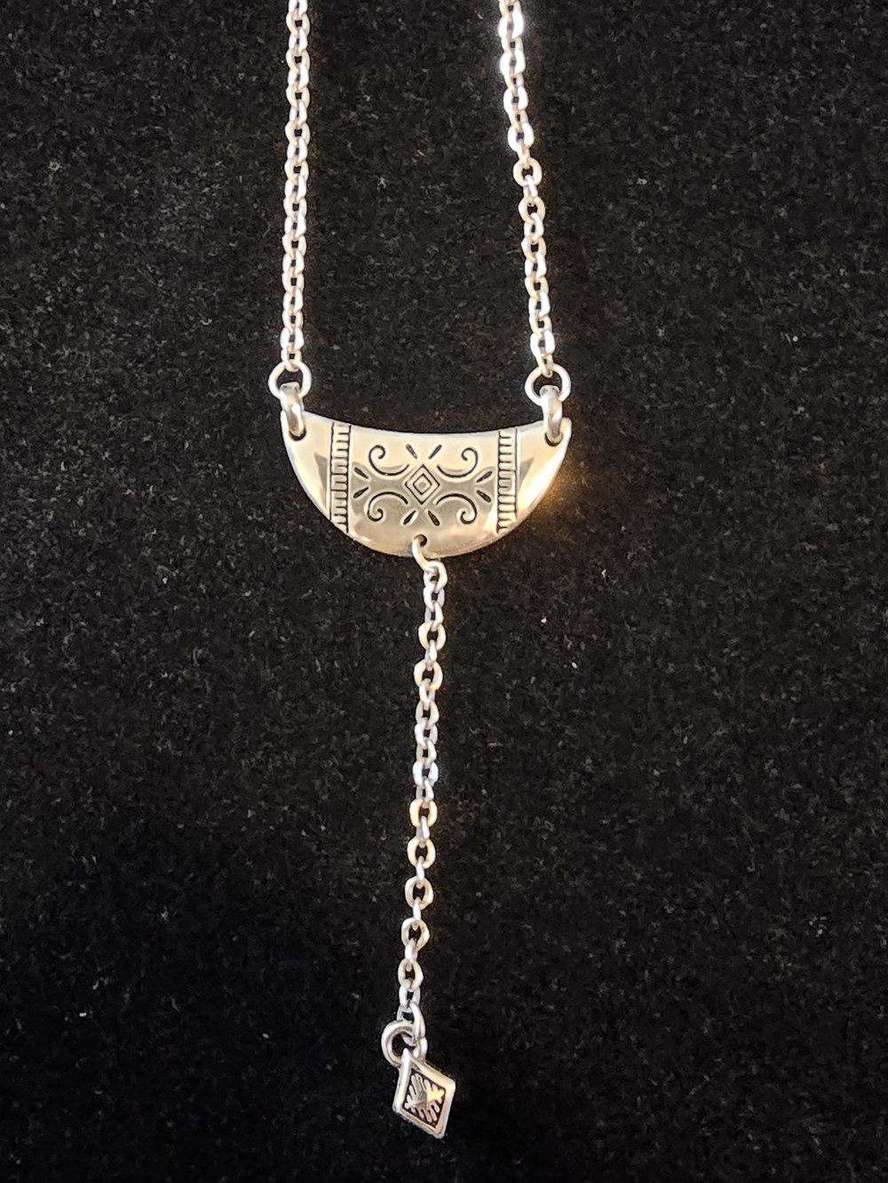 Brighton Marrakesh Short Y Drop Etched Silver Necklace
